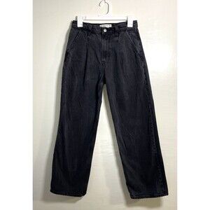 Abercrombie & Fitch The Loose High Rise Pleated Denim Jean Black Wash Size 26/2S